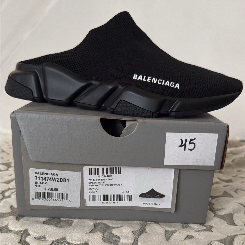 Balenciaga Men's Black Knit Sneakers - Picture 2 of 3
